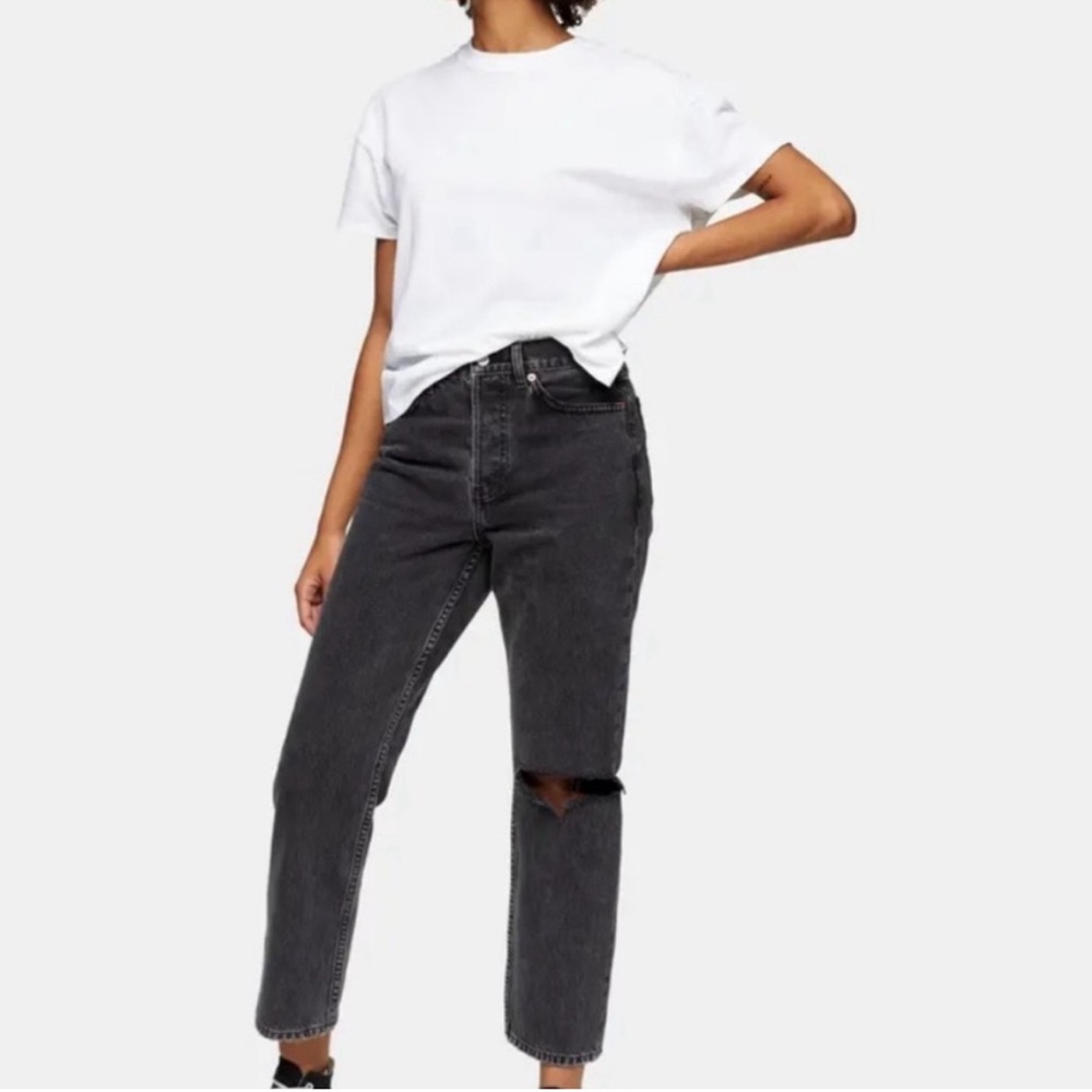 Black top shop loose fit dad jean